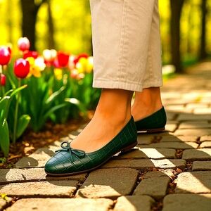 Crocodile embossed ballet flats